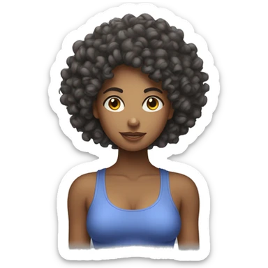 Women curly hair lifting weight  sticker