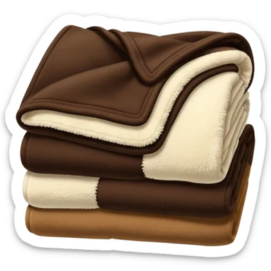 Folded fuzzy cream and dark brown blanket sticker