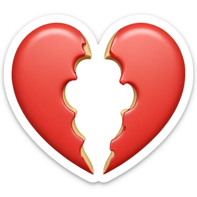 Creamy color heart broken into two halves sticker