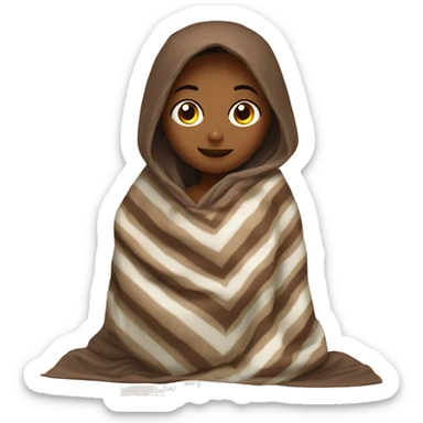 Girl in blanket drinking cocoa wrapped in a blanket sticker