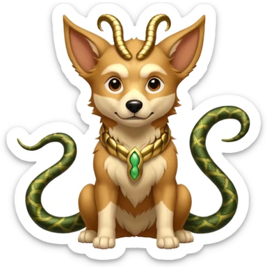 loki god of mischief as a dog. he as snakes.  dynamic pose sticker