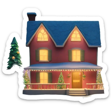 Christmas house with Christmas tree illuminated sticker
