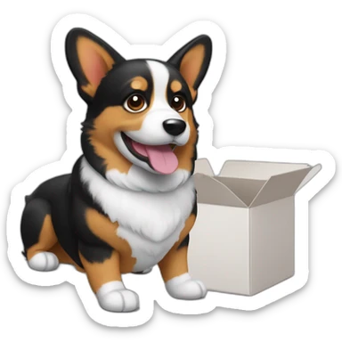 Black corgi desrtoy Amazon box sticker