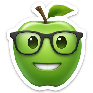 green apple nerd glasses smiling sticker