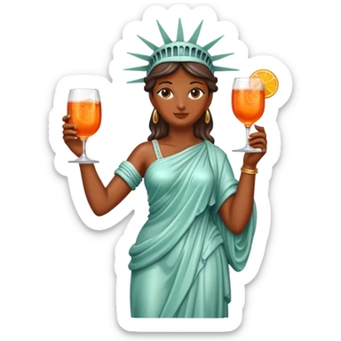STATUE OF LIBERTY DRINKING APEROL SPRITZ, HAPPY STATUE sticker