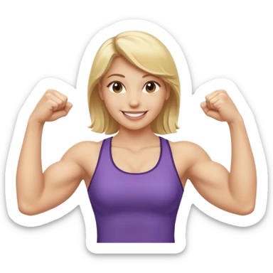 blonde young women show biceps emoji sticker