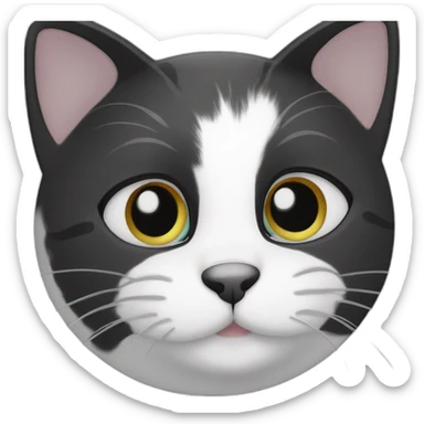 Black and white cat with grey eyes sticker