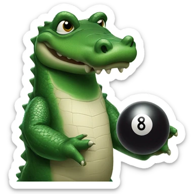 a alligator playing 8 ball sticker