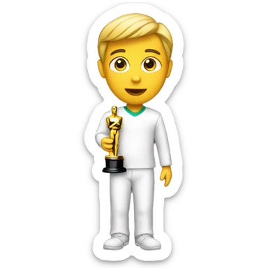 a kid holding an oscar sticker