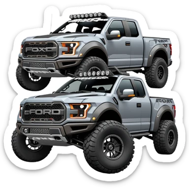 Gray Ford F-150 Raptor with Fox Shocks 3.0 Race Series Front & Rear sticker