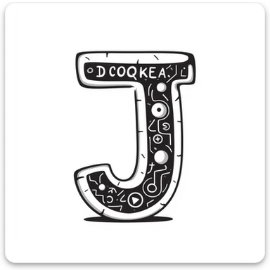 A fusion of the letter J and AI, representing artificial intelligence sticker