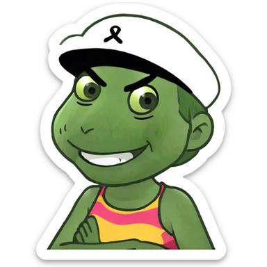 Arms crossed holding neck angry laughing girl sticker