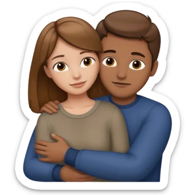 brown haired woman hugging dark blonde man sticker