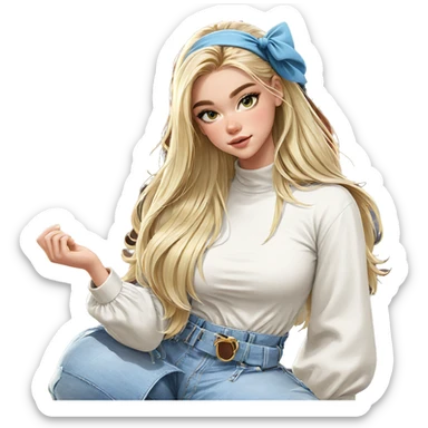blonde girl in outdoor setting sticker