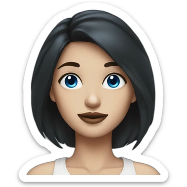 a woman with blue eyes and dark short hair realism sticker