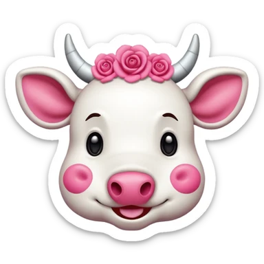 hazme una vaca con manchas rosas estilo cartoon en 2D sticker