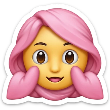 Crie um emoji de fone de ouvido branco com 2 lacinhos rosas claros sticker