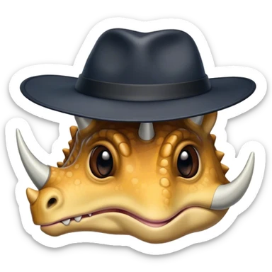 triceratops face with a dark office hat sticker