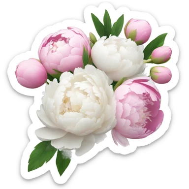 Peonies bouquet white and pink sticker