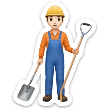 человек стоит с лопатой sticker
