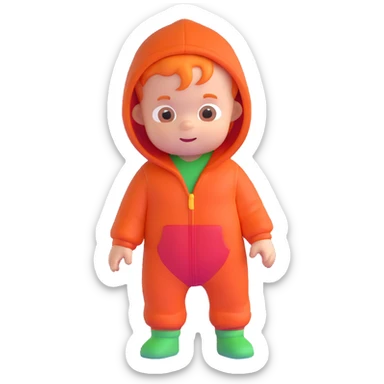 baby Jack Jack from The Incredibles with orange hair in red onesie sticker