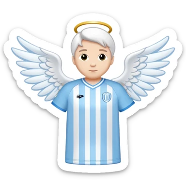 Light blue jersey with white stripes and an angel logo in the center sticker