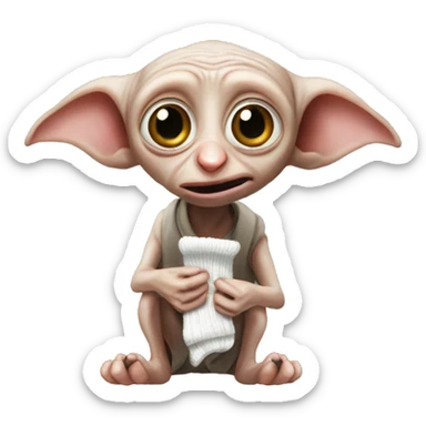 Dobby from Harry Potter eating a sock  sticker