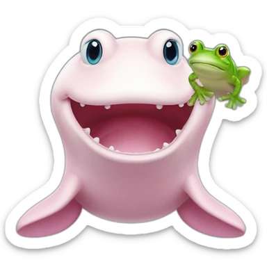 Pink beluga whale with the face of a frog sticker