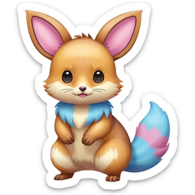 Kawaii Shiny Colorful Pastel Furret-Eevee-fusion Full Body sticker
