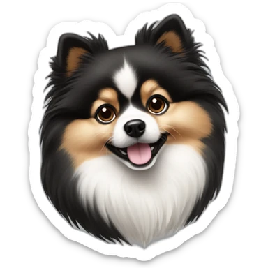 pomeranian black white dog sticker