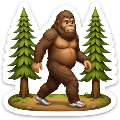bigfoot walking with trees in the background sticker