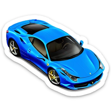 Blue Ferrari 458 with front mounted guns on the hood sticker