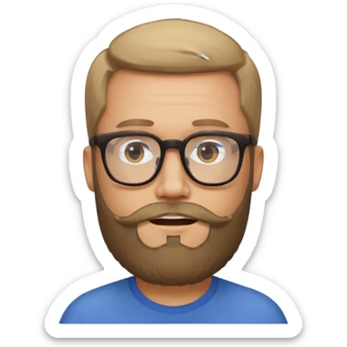 hombre con barba, lentes grandes, actitud relajada sticker