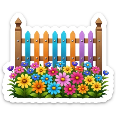 flower bed with a small fence sticker
