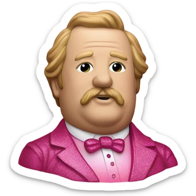 Pink ombre statue of Willam Taft With Glitter and bubbles sticker