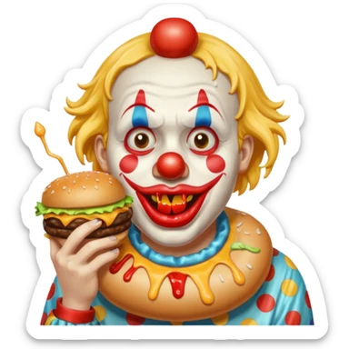 Art the clown from terriffer eating a burger sticker