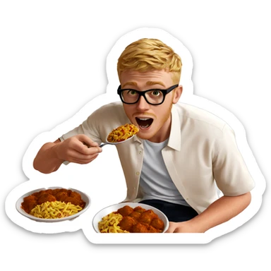 blonde boy enjoying curry meal sticker