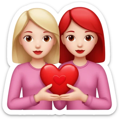 2 girls that have a heart sticker