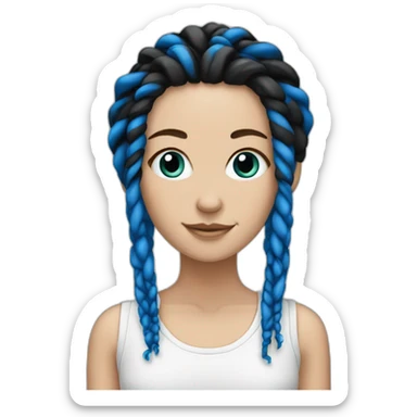 White girl with Black and blue dreadlocks sticker
