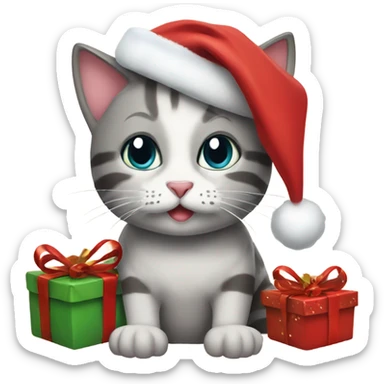 Christmas cat with gifts sticker
