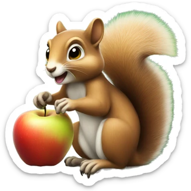 sqirrel that eats an apple sticker