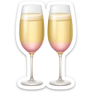 Two glasses of champagne in soft pink, beige and yellow pastel colors sticker