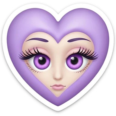 Eye with eyelashes inside light purple heart sticker