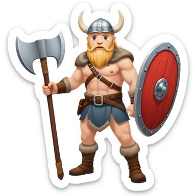 full-length Norwegian Viking with shield and axe sticker