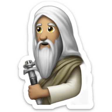 bin laden holding a light saber sticker