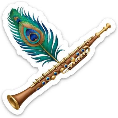 Flute attached with peacock feather sticker