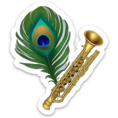 Peacock feather attached to flute sticker