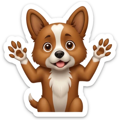 dog with hands out in front of face in a surprised pose sticker