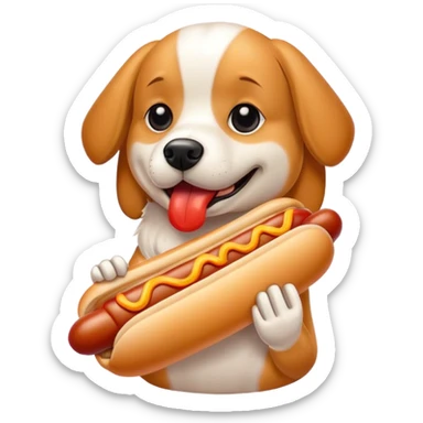 Dog eating a hotdog sticker
