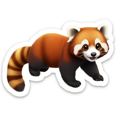 Red panda play with a butterfly  sticker